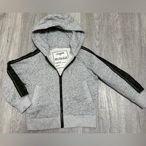 Zadig & Voltaire Kids Gray Zip Hoodie Size 4 Rock Tape Sleeve Sweatshirt